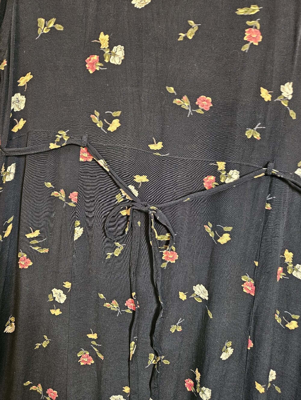 Vintage Eddie Bauer Floral Midi Maxi Shirt Dress 90s Black Rayon Button Front XL - Picture 11 of 11